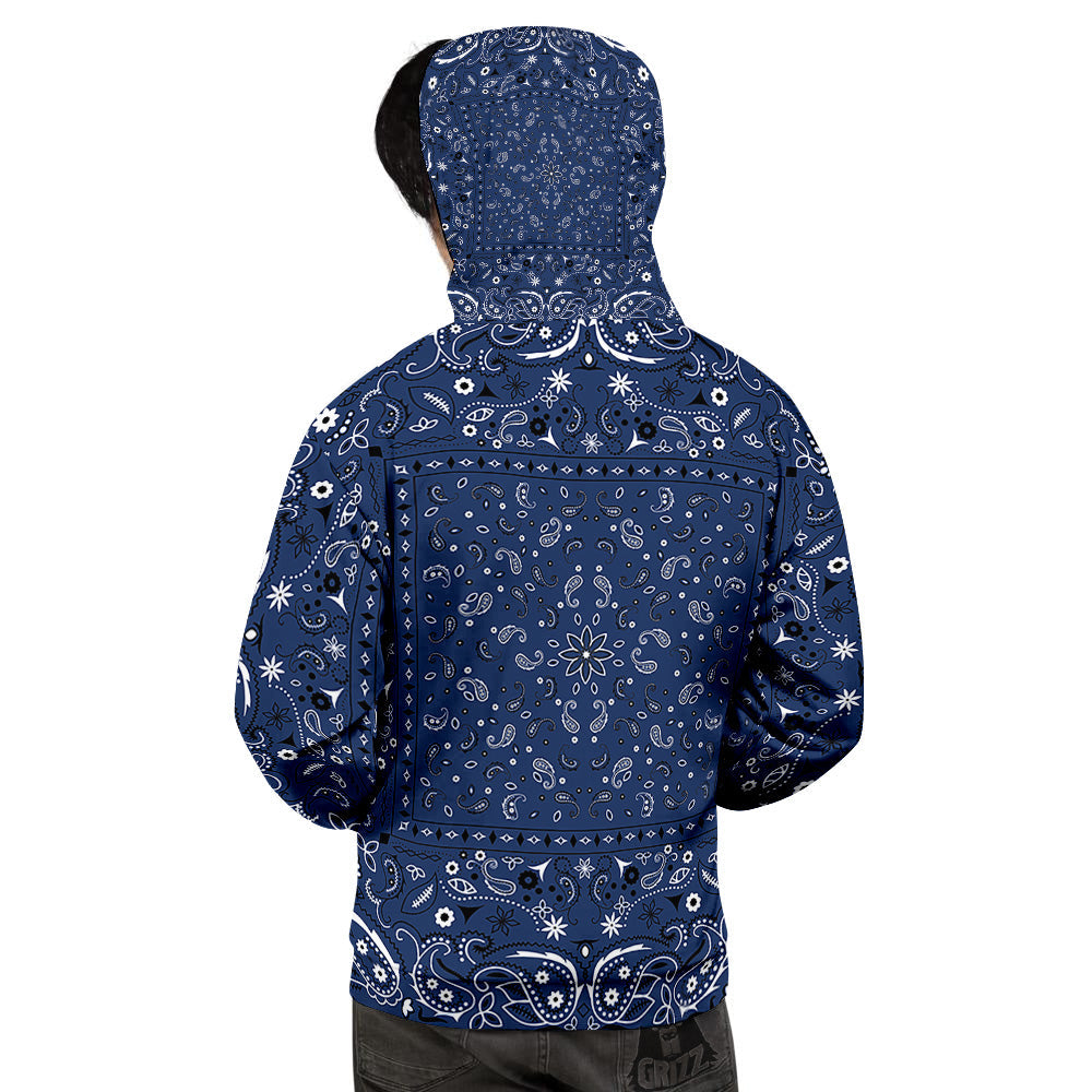 Bandana Blue Paisley Print Men's Hoodie-grizzshop