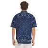 Bandana Blue Paisley Print Men's Short Sleeve Shirts-grizzshop