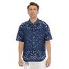 Bandana Blue Paisley Print Men's Short Sleeve Shirts-grizzshop