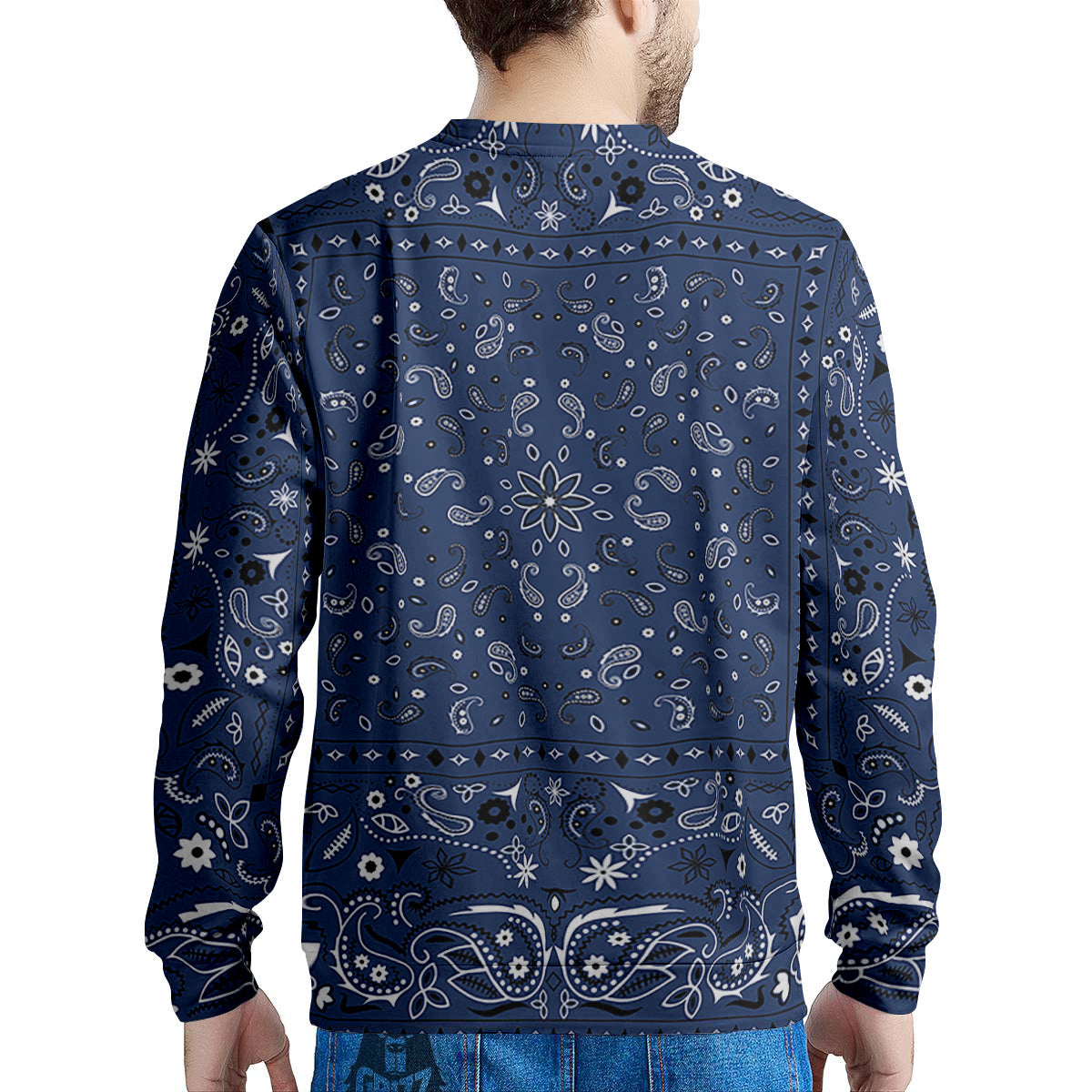 Bandana Blue Paisley Print Men's Sweatshirt-grizzshop