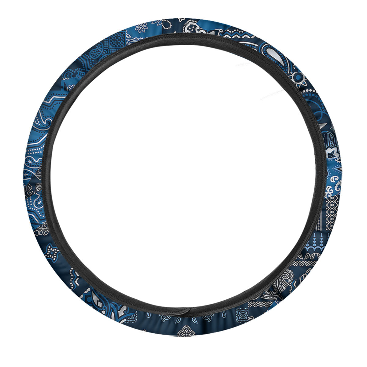 Bandana Blue Paisley Print Pattern Car Steering Wheel Cover-grizzshop