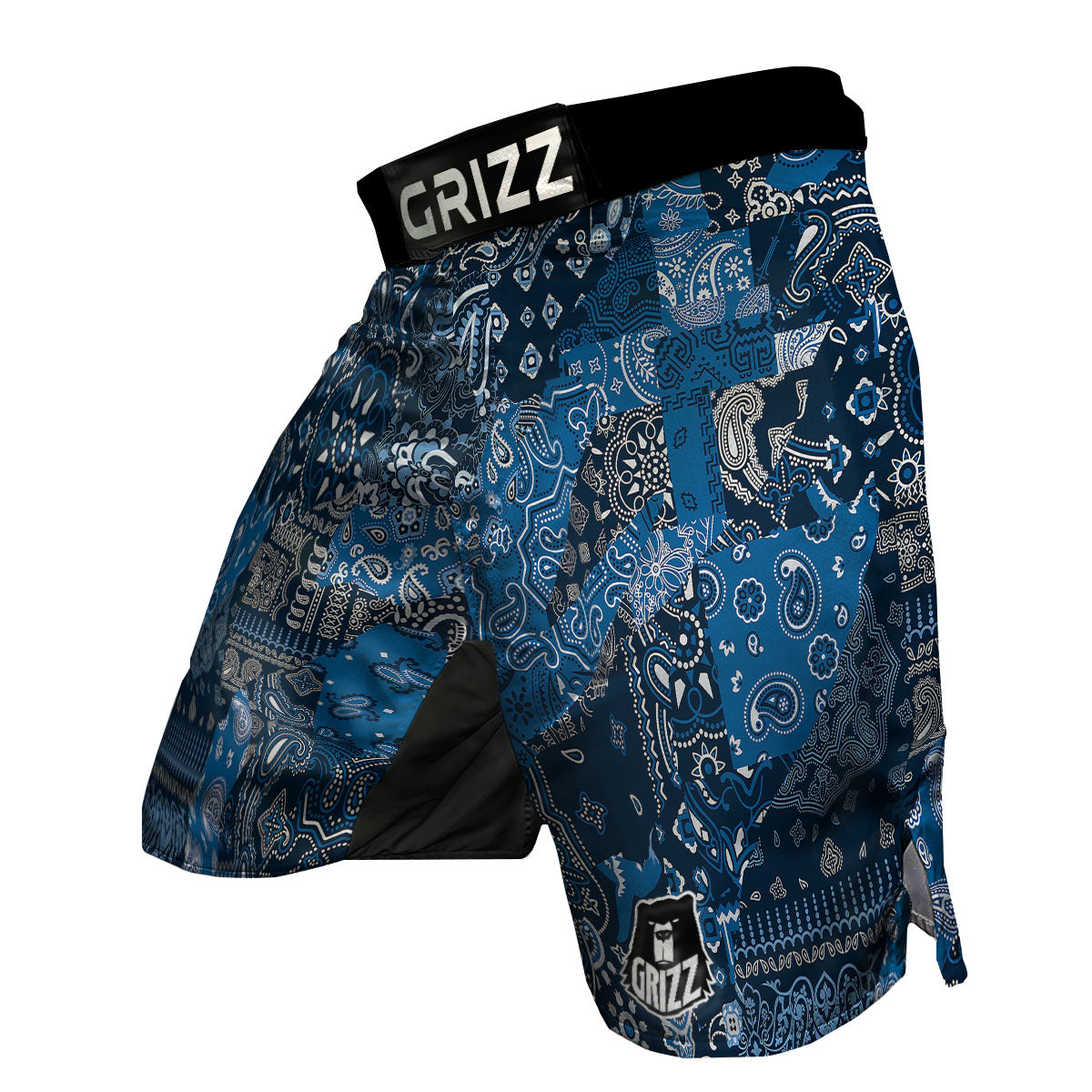 Bandana Blue Paisley Print Pattern MMA Shorts-grizzshop