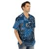 Bandana Blue Paisley Print Pattern Men's Hawaiian Shirt-grizzshop