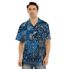 Bandana Blue Paisley Print Pattern Men's Hawaiian Shirt-grizzshop