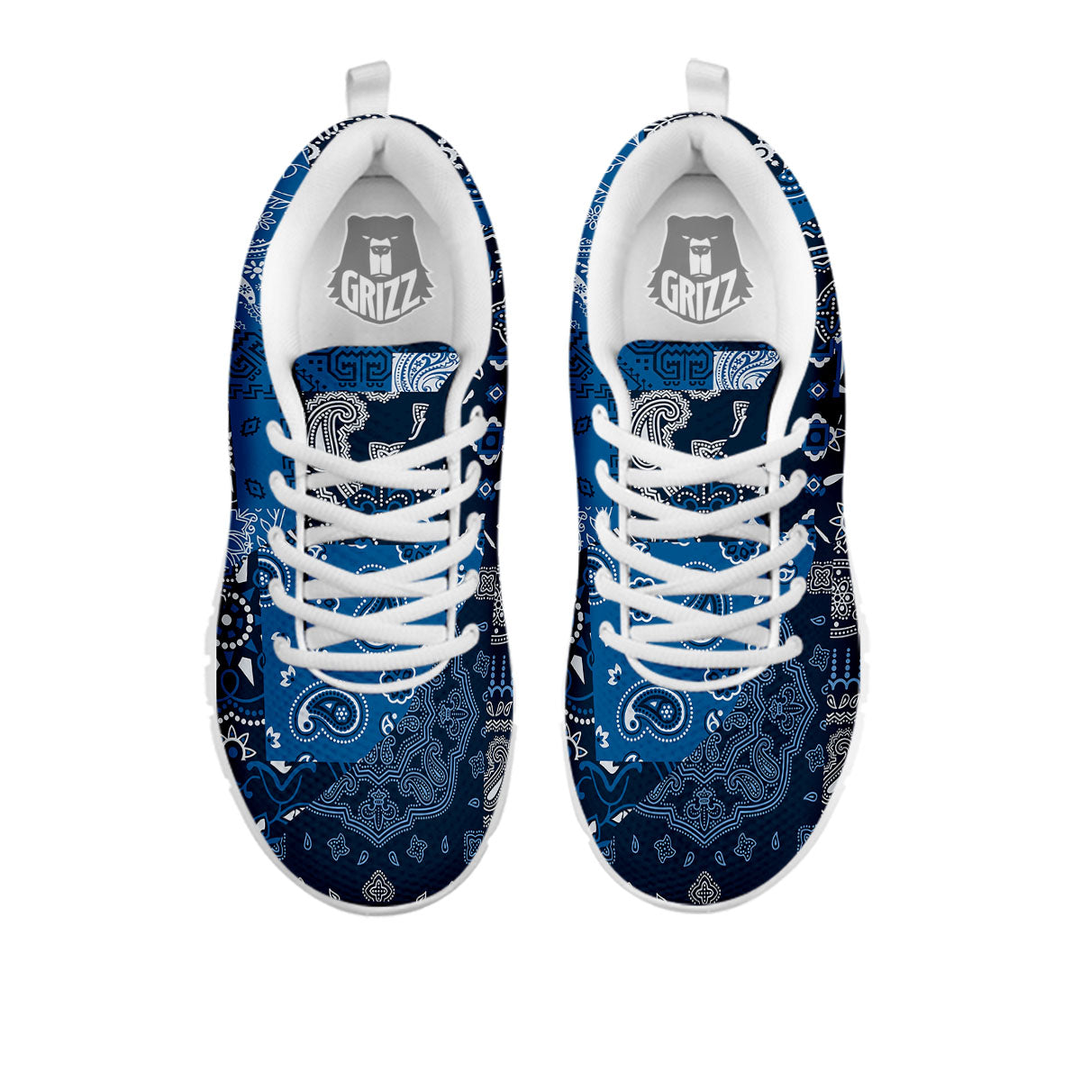 Bandana Blue Paisley Print Pattern White Sneaker-grizzshop