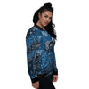 Bandana Blue Paisley Print Pattern Women's Bomber Jacket-grizzshop