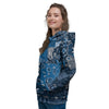 Bandana Blue Paisley Print Pattern Women's Hoodie-grizzshop