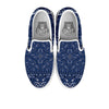 Bandana Blue Paisley Print White Slip On Shoes-grizzshop