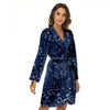 Bandana Blue Paisley Print Women's Robe-grizzshop