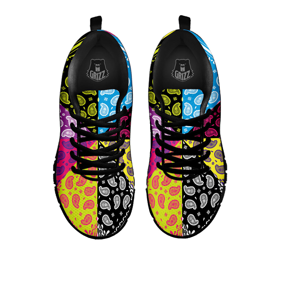 Bandana Paisley Colorful Square Print Black Sneaker-grizzshop