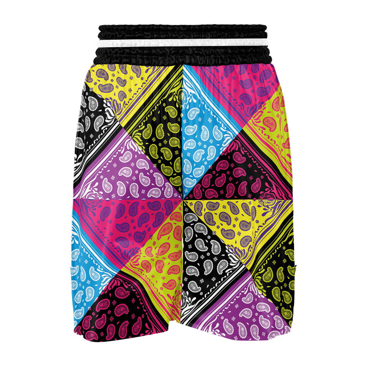 Bandana Paisley Colorful Square Print Boxing Shorts-grizzshop