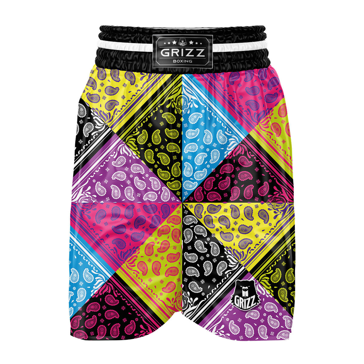 Bandana Paisley Colorful Square Print Boxing Shorts-grizzshop