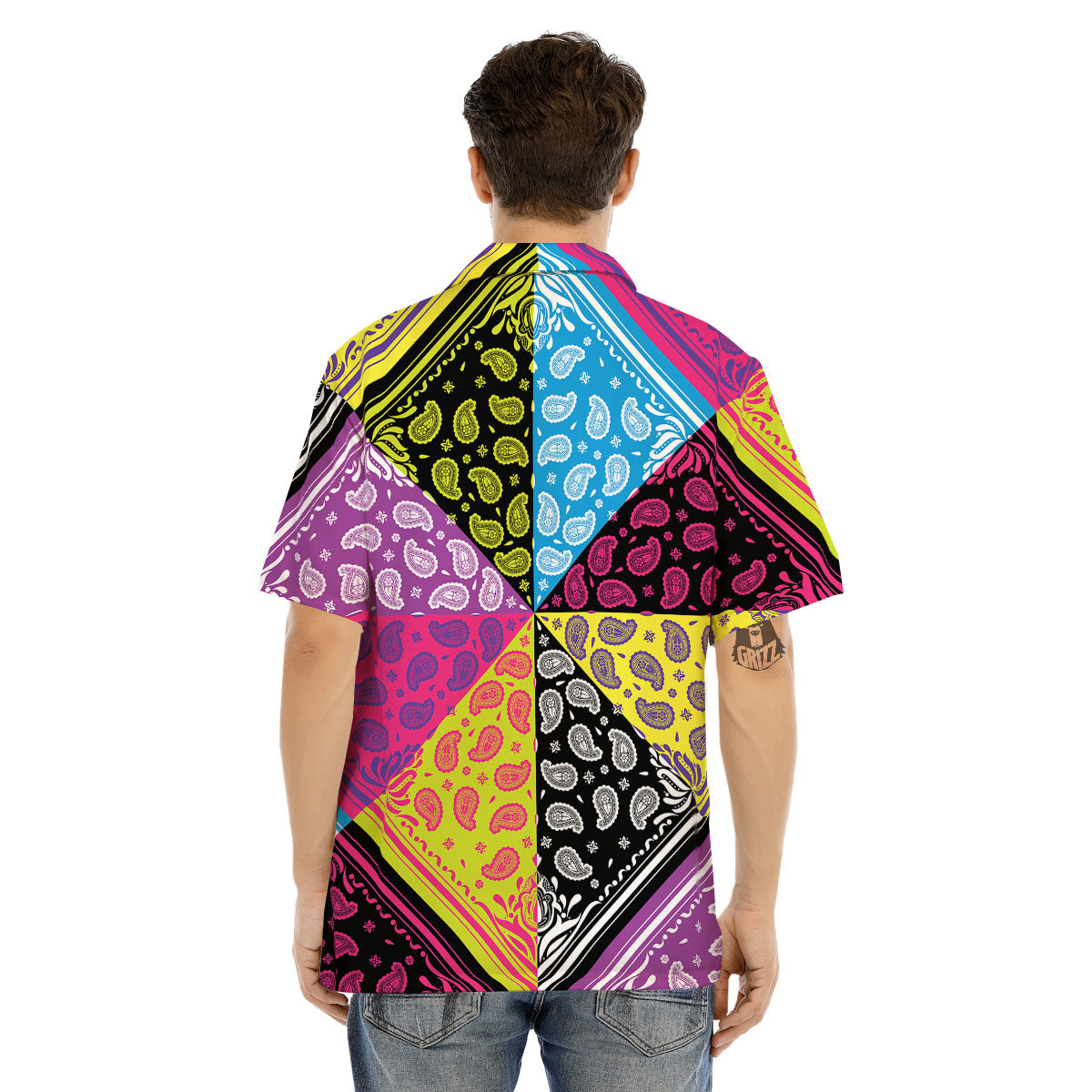 Bandana Paisley Colorful Square Print Men's Hawaiian Shirt-grizzshop
