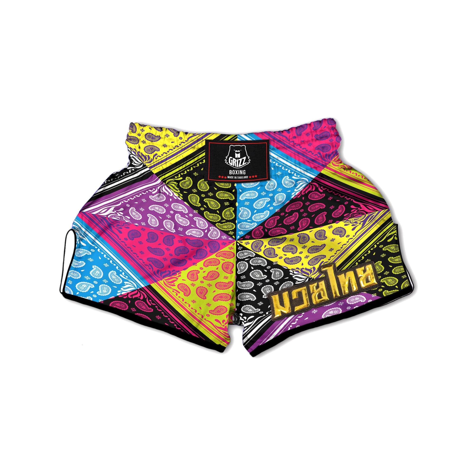 Bandana Paisley Colorful Square Print Muay Thai Boxing Shorts-grizzshop
