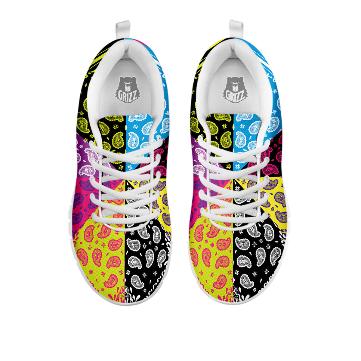 Bandana Paisley Colorful Square Print White Sneaker-grizzshop