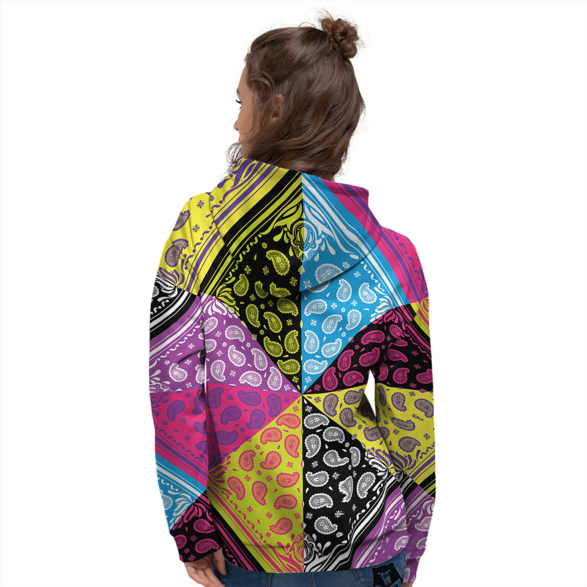 Bandana Paisley Colorful Square Print Women's Hoodie-grizzshop