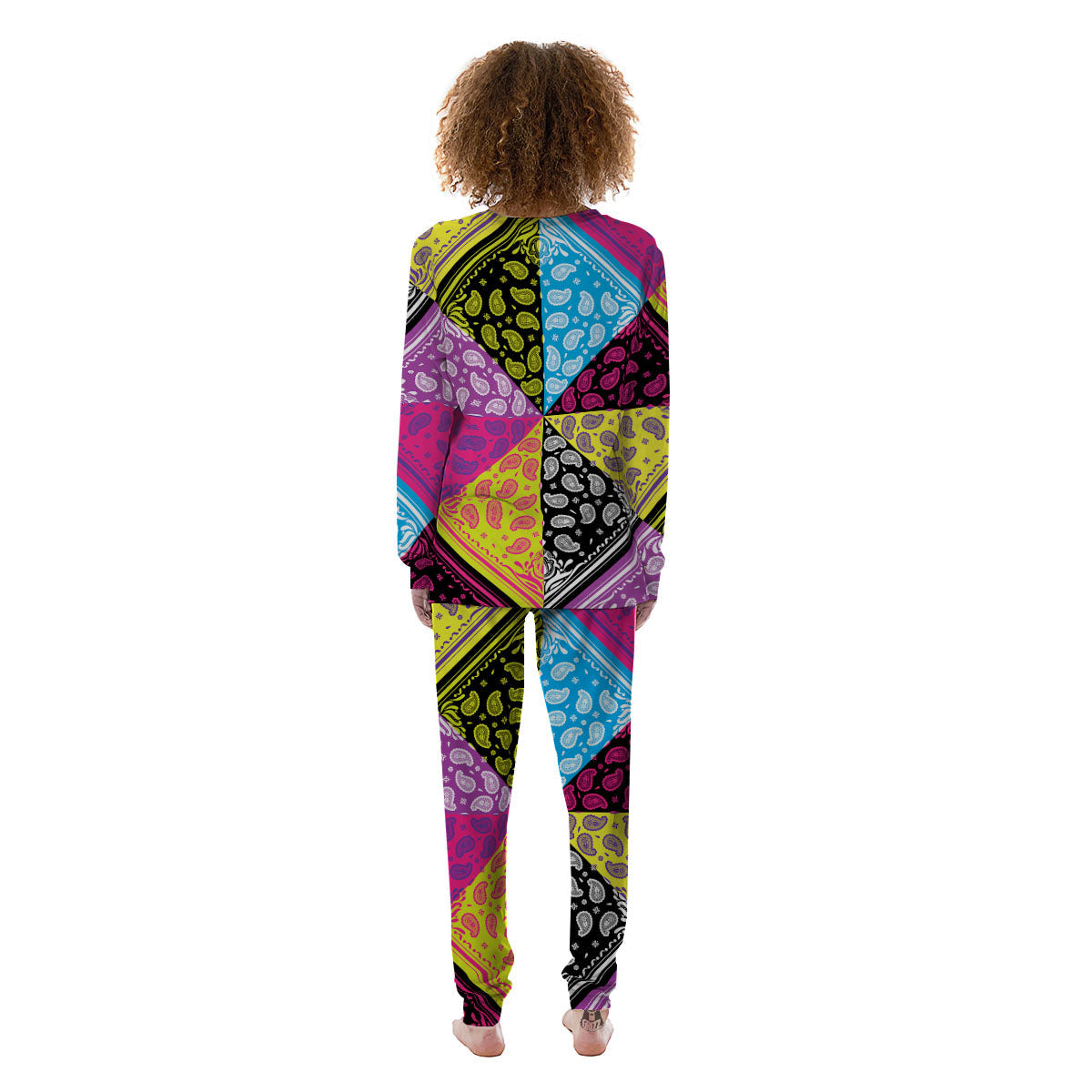 Bandana Paisley Colorful Square Print Women's Pajamas-grizzshop