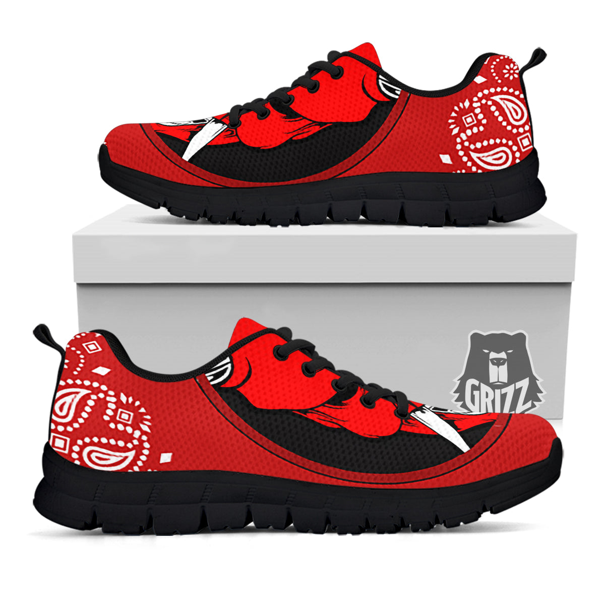 Bandana Red Hannya Demon Print Black Sneaker-grizzshop