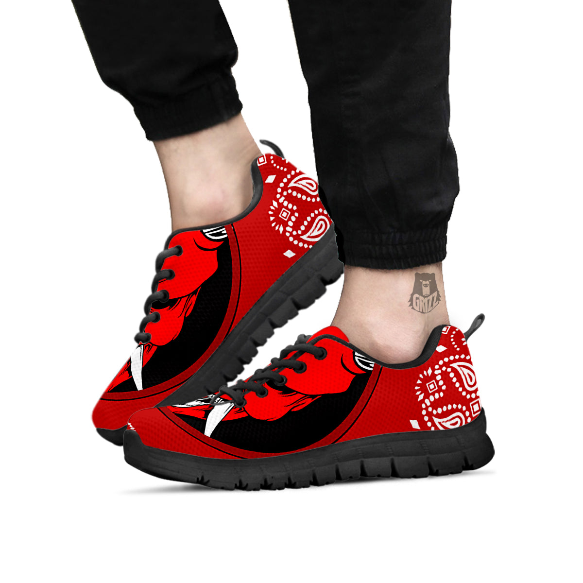 Bandana Red Hannya Demon Print Black Sneaker-grizzshop