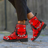 Bandana Red Hannya Demon Print Leather Boots-grizzshop