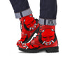 Bandana Red Hannya Demon Print Leather Boots-grizzshop