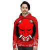 Bandana Red Hannya Demon Print Men's Hoodie-grizzshop