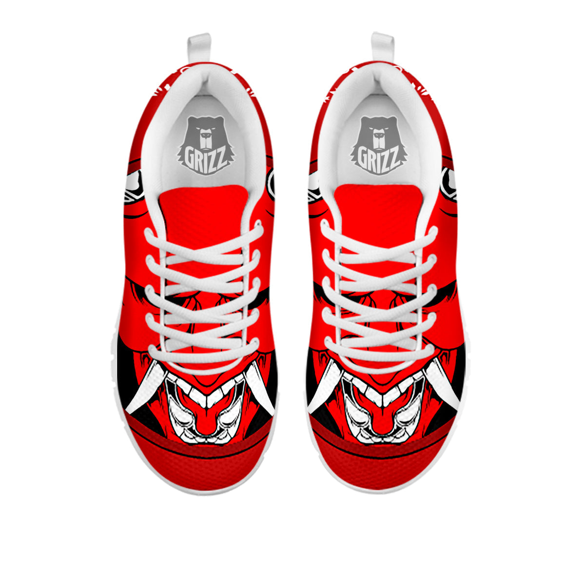 Bandana Red Hannya Demon Print White Sneaker-grizzshop
