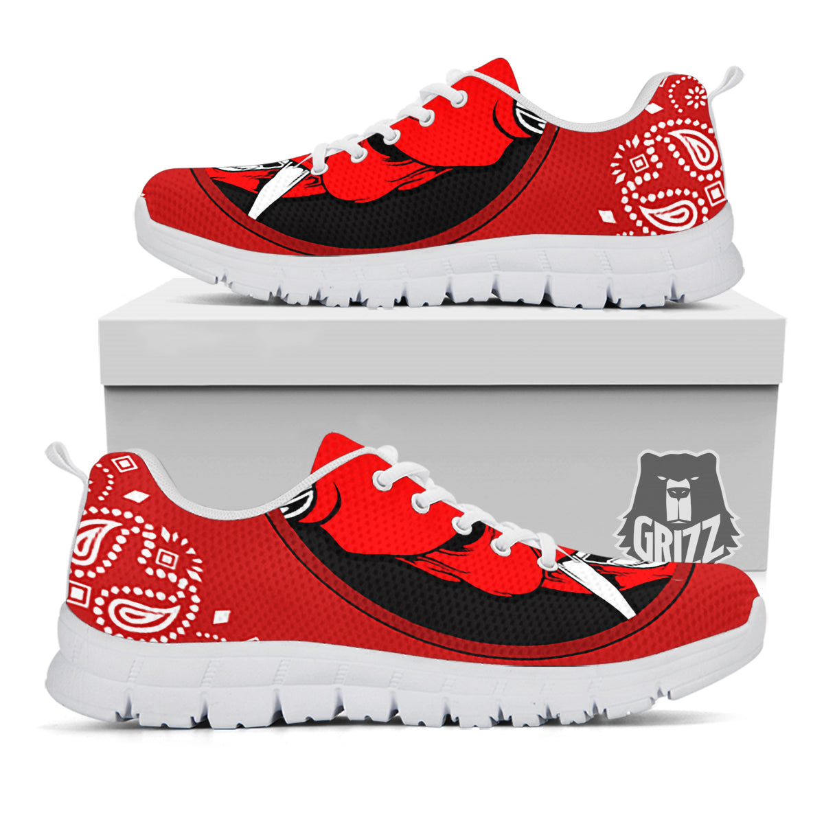 Bandana Red Hannya Demon Print White Sneaker-grizzshop