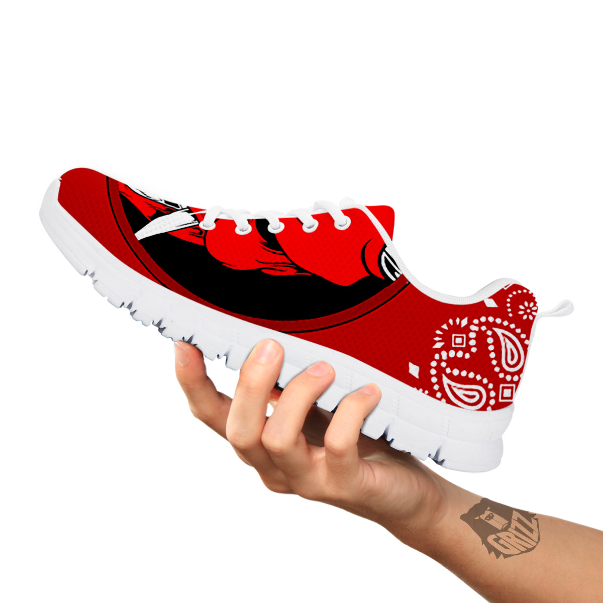 Bandana Red Hannya Demon Print White Sneaker-grizzshop