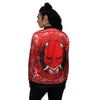 Bandana Red Hannya Demon Print Women's Bomber Jacket-grizzshop