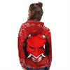 Bandana Red Hannya Demon Print Women's Hoodie-grizzshop