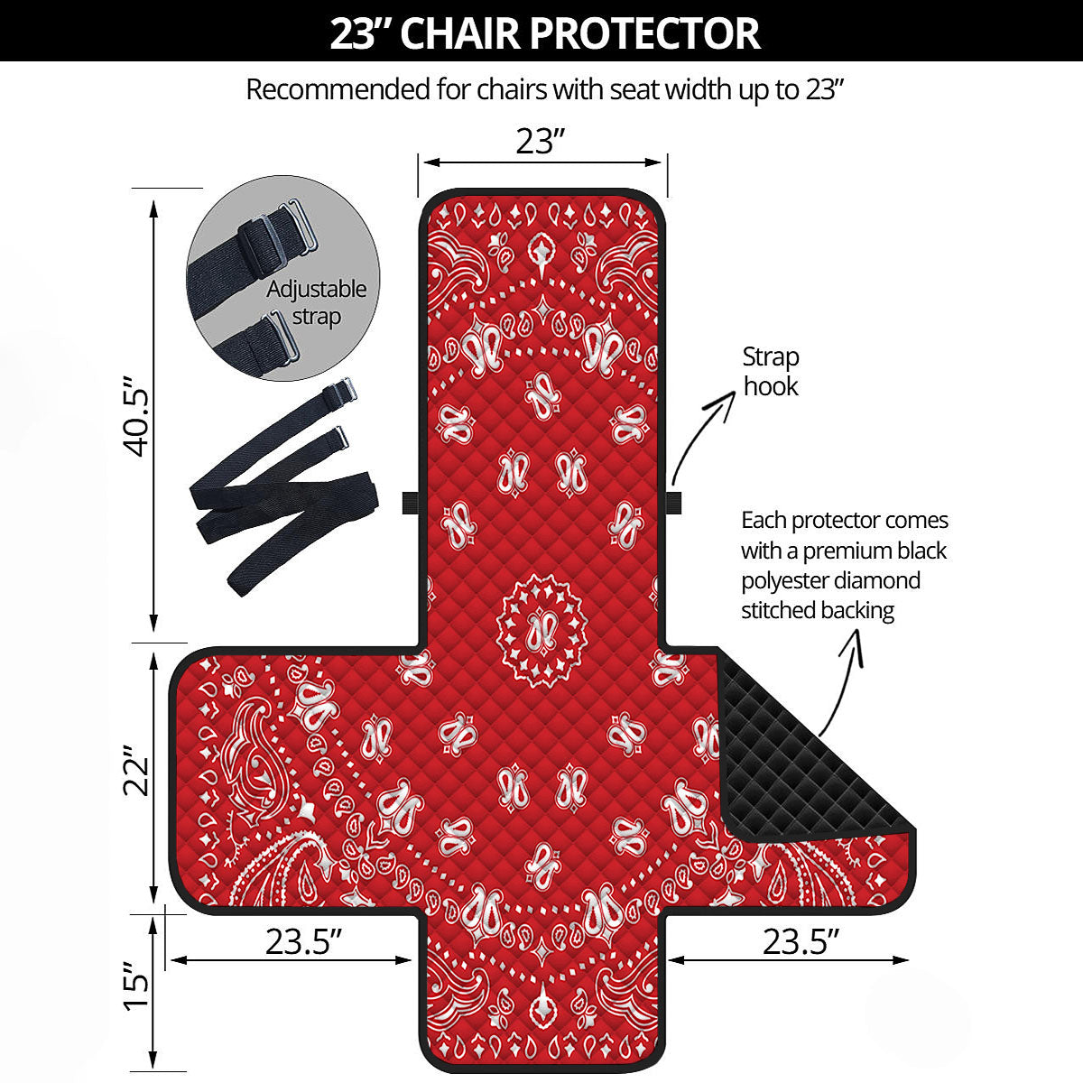 Bandana Red Paisley Print Armchair Protector-grizzshop