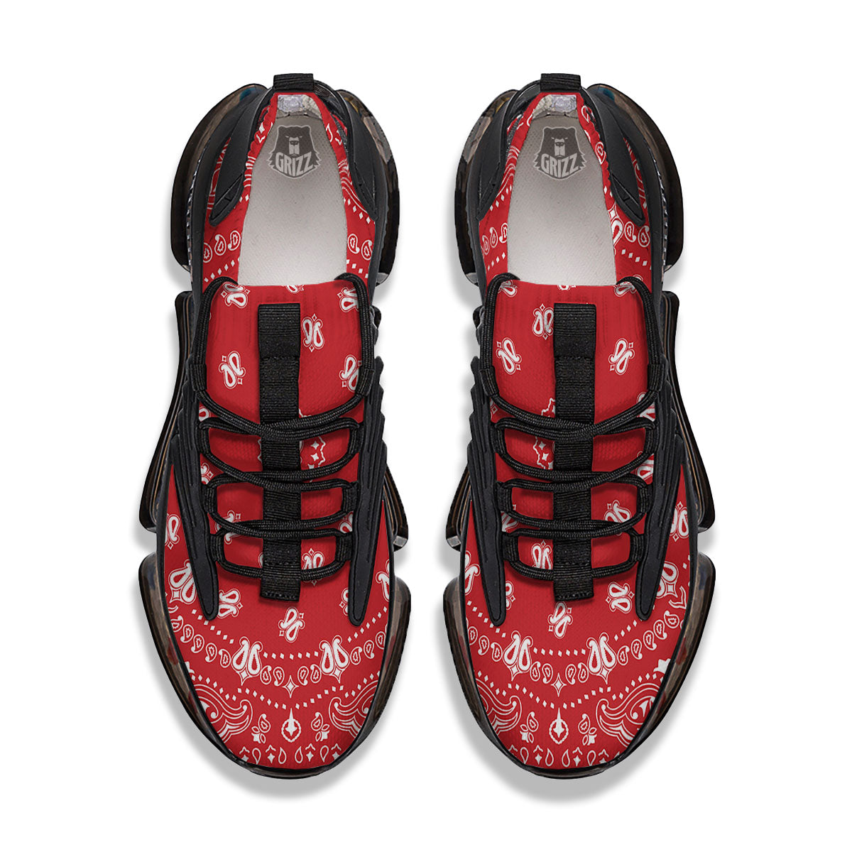 Bandana Red Paisley Print Black Gym Shoes-grizzshop