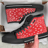 Bandana Red Paisley Print Black High Top Shoes-grizzshop