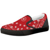 Bandana Red Paisley Print Black Slip On Shoes-grizzshop