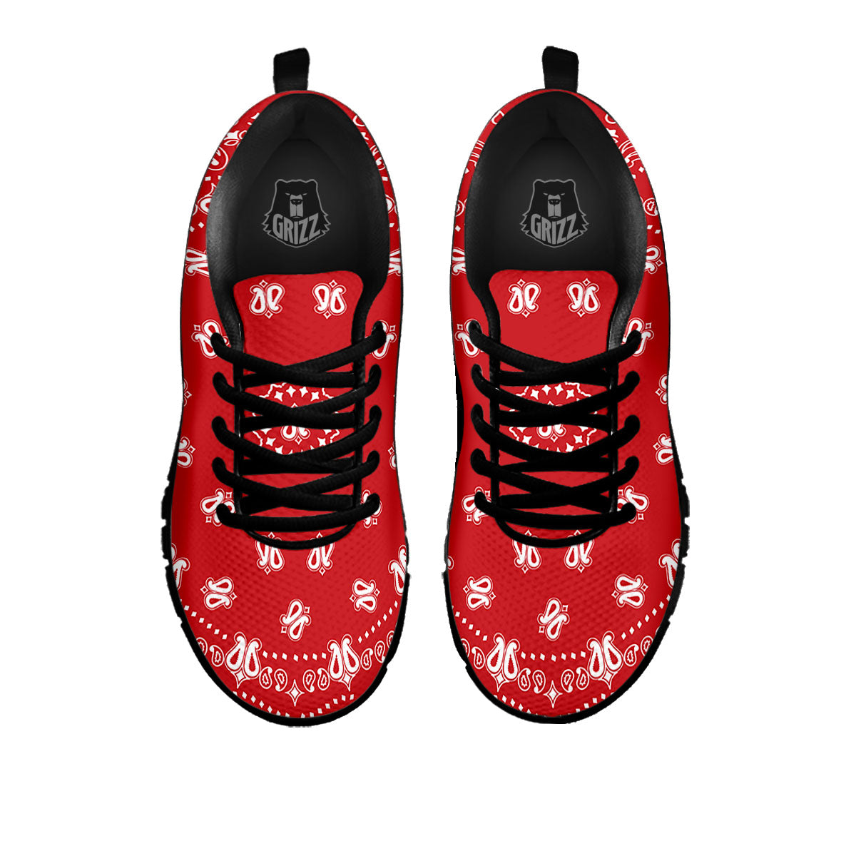 Bandana Red Paisley Print Black Sneaker-grizzshop