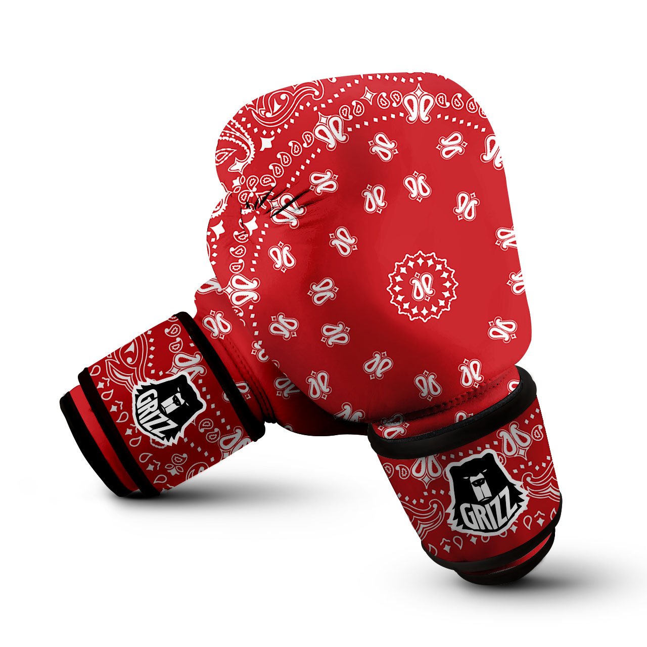 Bandana Red Paisley Print Boxing Gloves-grizzshop