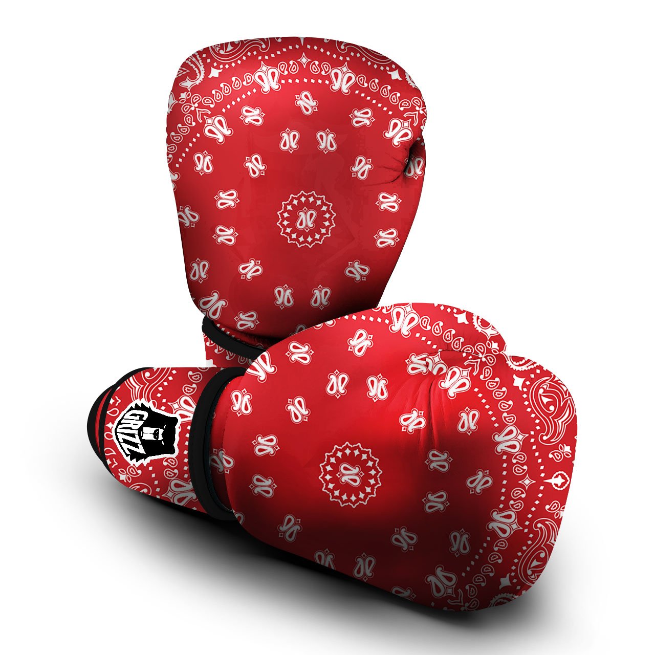 Bandana Red Paisley Print Boxing Gloves-grizzshop