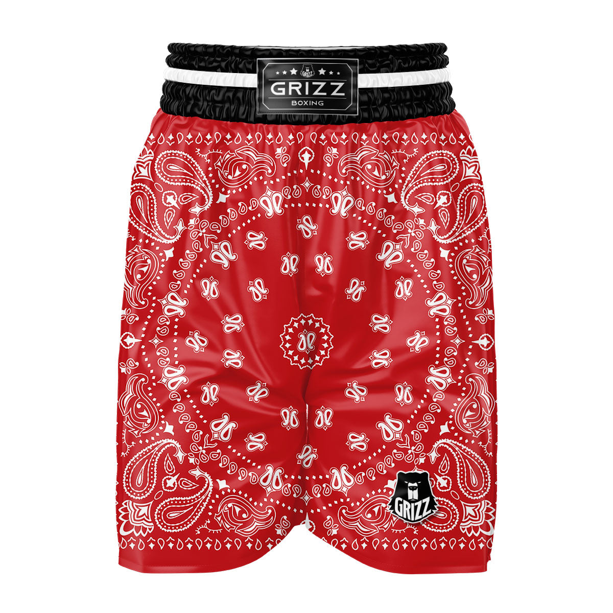 Bandana Red Paisley Print Boxing Shorts-grizzshop