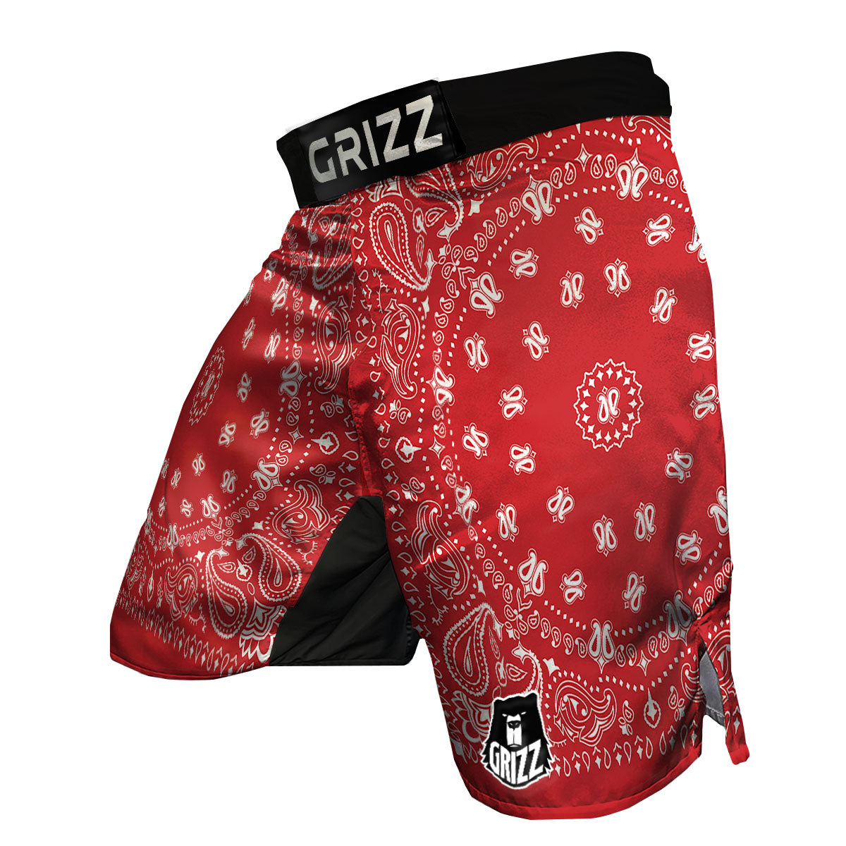 Bandana Red Paisley Print MMA Shorts-grizzshop