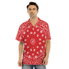 Bandana Red Paisley Print Men's Hawaiian Shirt-grizzshop