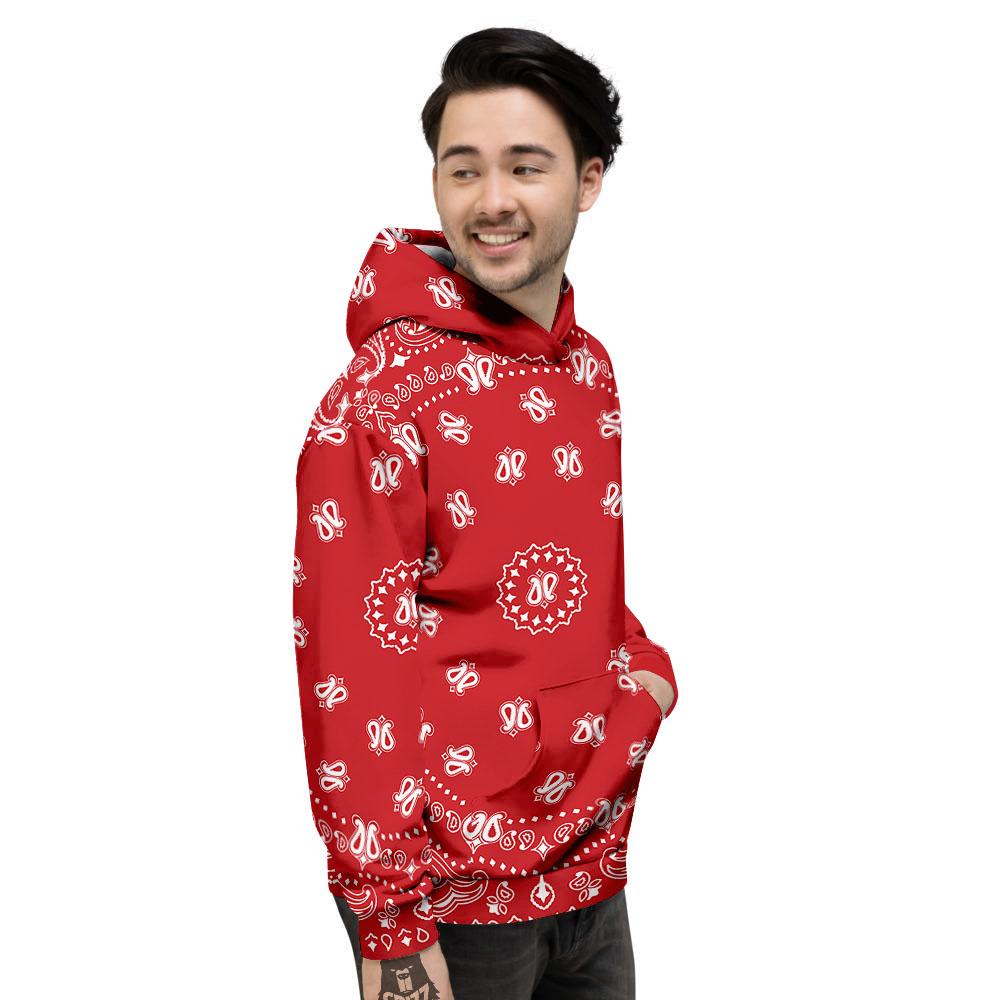 Bandana Red Paisley Print Men's Hoodie-grizzshop