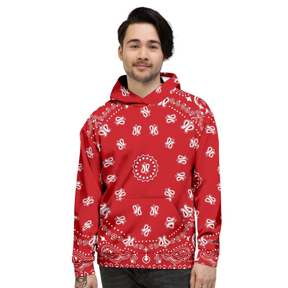 Bandana Red Paisley Print Men's Hoodie-grizzshop
