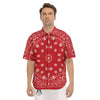 Bandana Red Paisley Print Men's Short Sleeve Shirts-grizzshop