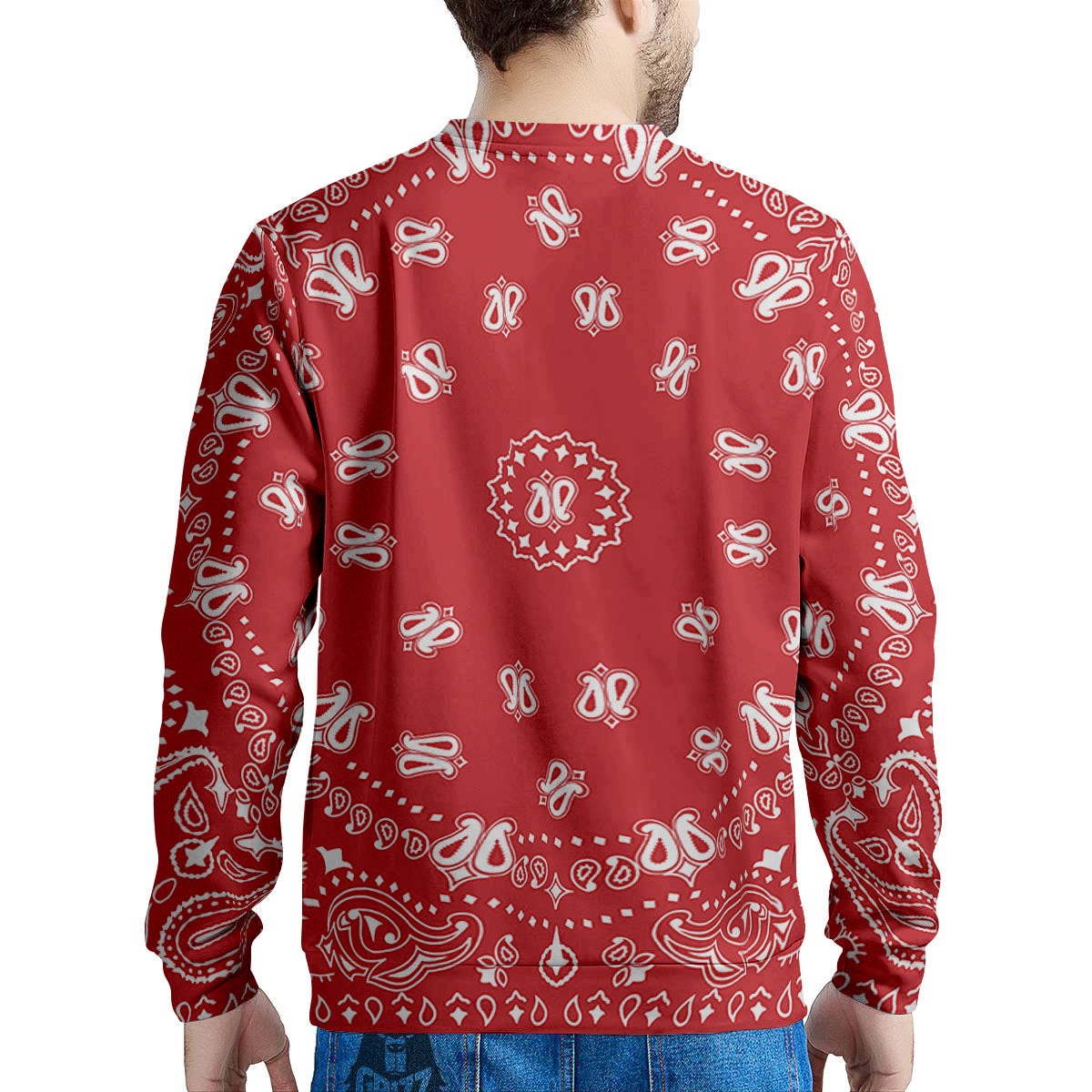 Bandana Red Paisley Print Men's Sweatshirt-grizzshop