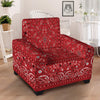 Bandana Red Paisley Print Pattern Armchair Slipcover-grizzshop