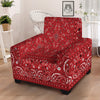 Bandana Red Paisley Print Pattern Armchair Slipcover-grizzshop