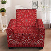 Bandana Red Paisley Print Pattern Armchair Slipcover-grizzshop