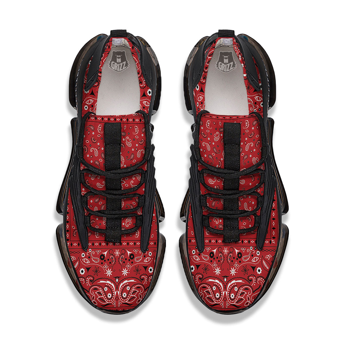 Bandana Red Paisley Print Pattern Black Gym Shoes-grizzshop