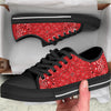 Bandana Red Paisley Print Pattern Black Low Top Shoes-grizzshop